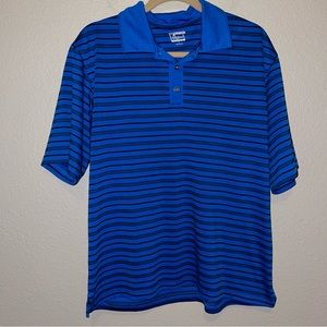 Spyglass by Pebble Beach Blue and Black Striped Polo